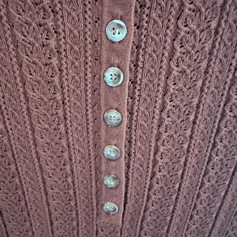 Sezane brown Ribbed Buttoned Sweater - Picture 6 of 8